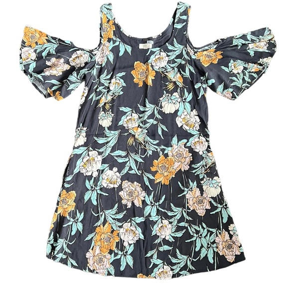 Cupio floral cold shoulder mini dress size medium - Picture 1 of 5